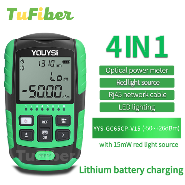 Glasvezel Power Meter 4 In1 5G 10 Golflengte Visual Fault Locator Netwerkkabel Test Glasvezel tester Opm Vfl: YYS-GC65CP-V15