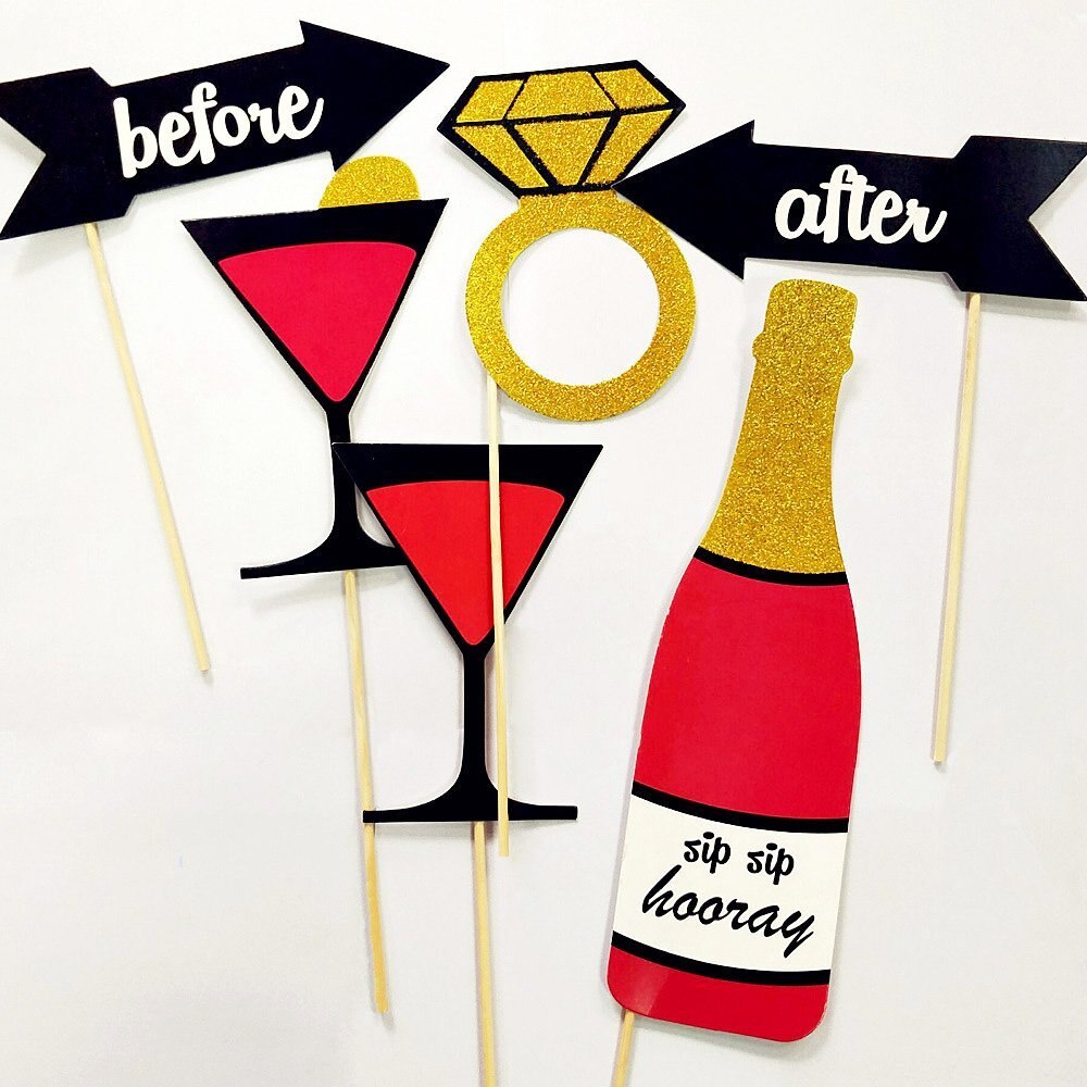 Bachelorette Hen Party Photo Booth Props DIY Kits Girls Night Out Wedding Bridal Shower Decorations Game Photo Shoot Favor