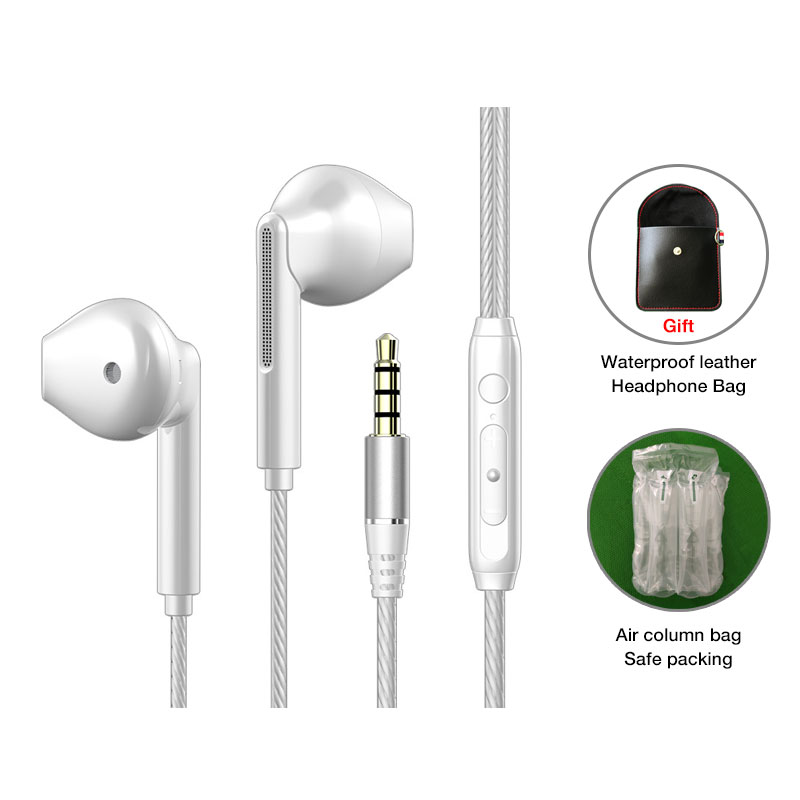Eardeco in-ear-hörlurar headset med mikrofon trådbundna hörlurar tung bas stereo mobilhörlurar öronsnäckor trådbundna speltelefonhörlurar: Vit