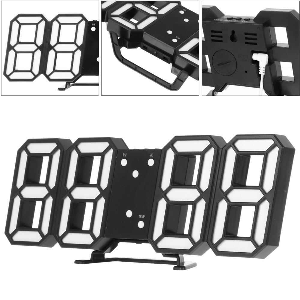 3D Digital Alarm Clock Temperature LED Number Time Clock Home Decoration