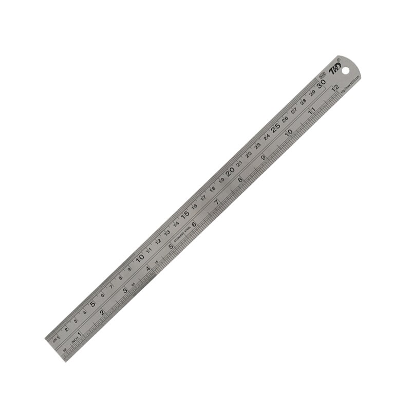 Rustfrit stål dobbelt side lige lineal centimeter inches skala metrisk lineal præcisionsmåleværktøj 15cm/20cm/30cm/50cm: 30cm