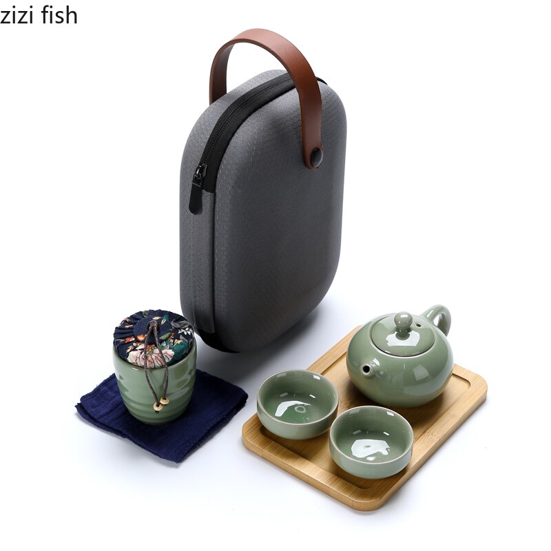 Chinesische Kung Fu Tee-Set Keramik Tragbare Teekanne Set Im Freien Reise Gaiwan Tee Tassen Tee Zeremonie Teetasse Trink Fine