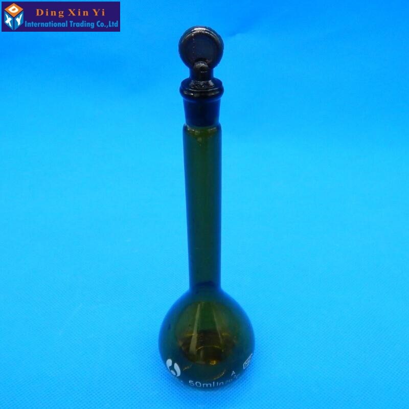 50ml brown volumetric flask Constant volume bottle flint glass brown flask volumetric Laboratory volumetric flask