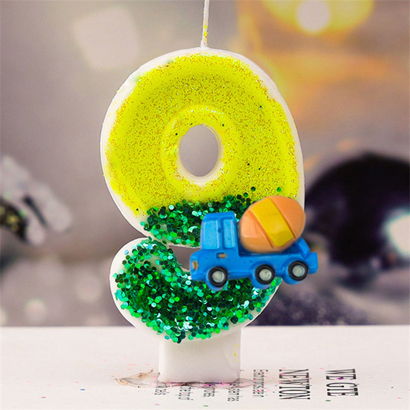 1 Uds. Número 0 1 2 3 4 5 6 7 8 9, vela grande verde, velas para niños y niños para destellos, recuerdos de cumpleaños, velas decorativas para pasteles: Tartrazina