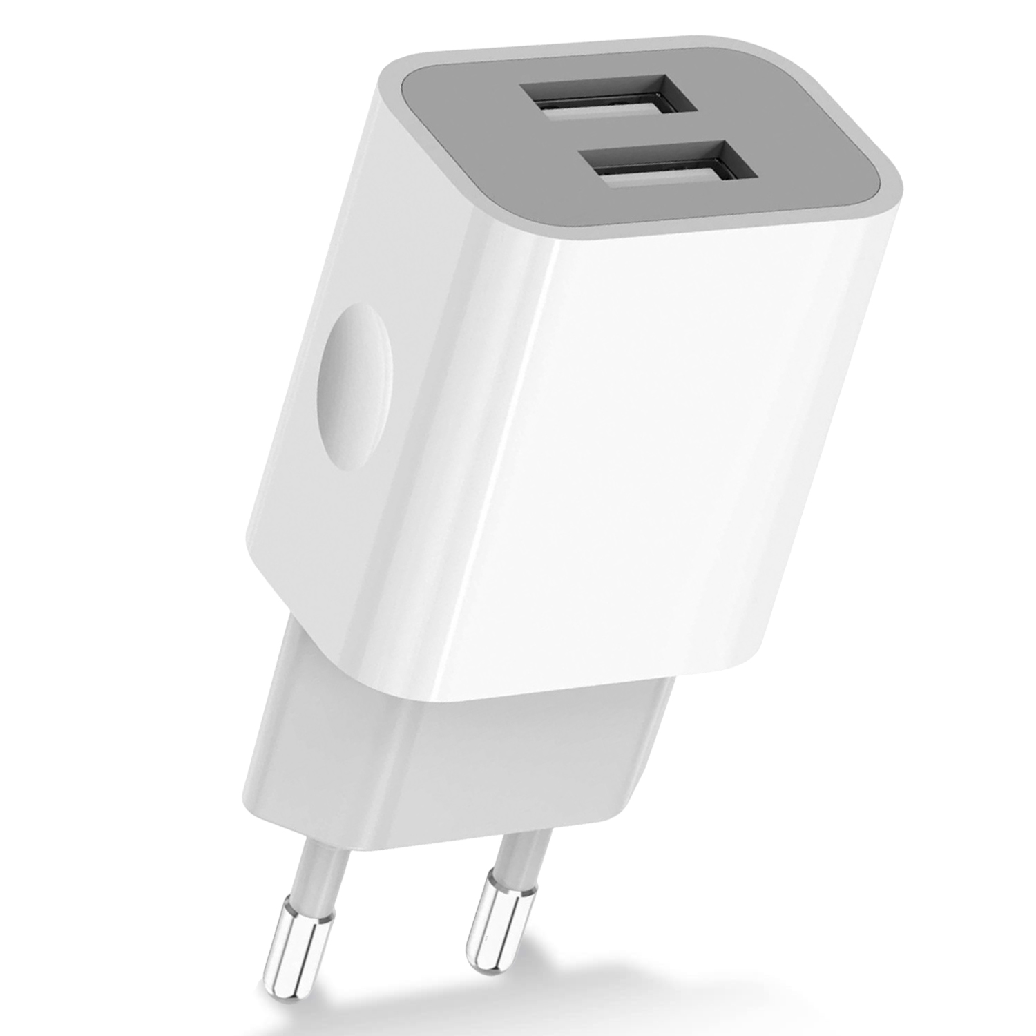 2-pack universele USB-lader 5V 2A/10W met 2 poorten - USB-stekker compatibel met alle soorten apparaten en smartphones - wit: eu