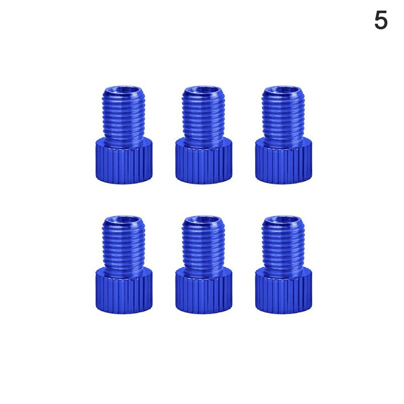 6 Pc Aluminum Bicycle Bike Valve Converter Car Valve Adapter: blue