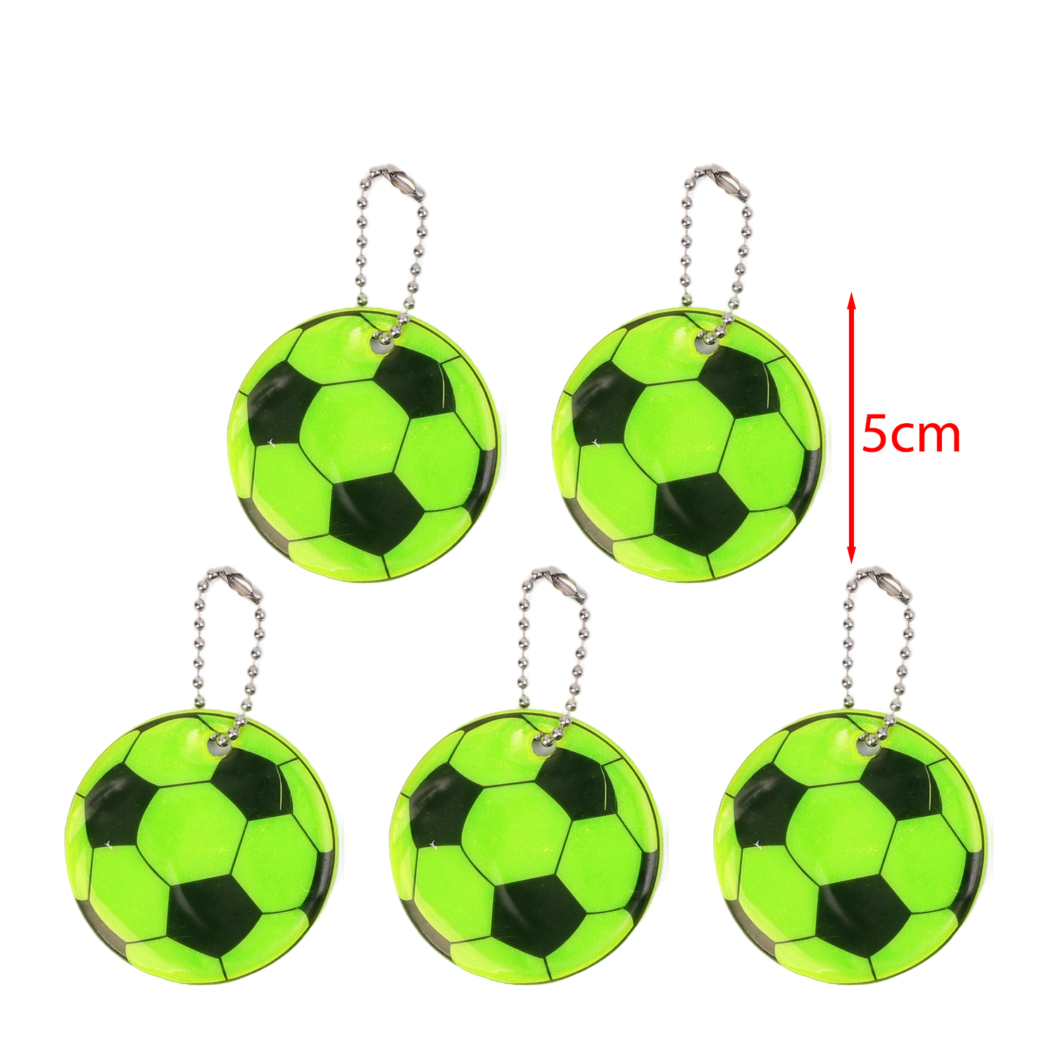 5/20 st fotbollsreflexnyckelring nattsäkerhet nyckelring för väskor ryggsäck hänge reflex för saker trafiksäkerhet: 8 cm / Grön