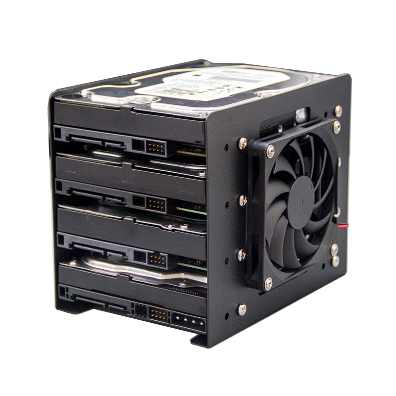 Support de disque dur mécanique 4F 3.5, ventilateur de refroidissement, extension d'ordinateur, en métal, noir et blanc