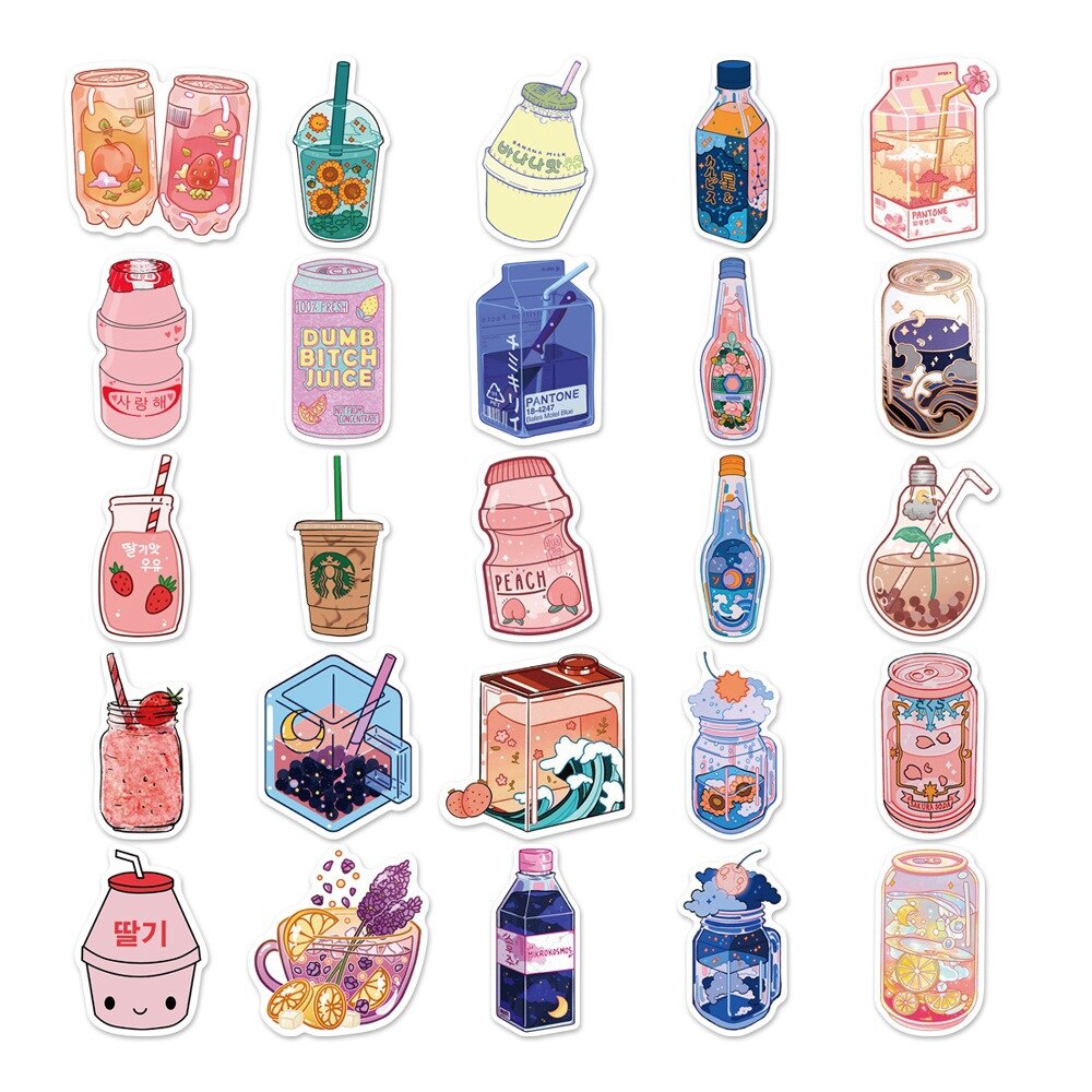 10/30/50PCS Drink Bottle Cute Sticker Graffiti Sticker Luggage Trolley Water Cup Waterproof Sticker