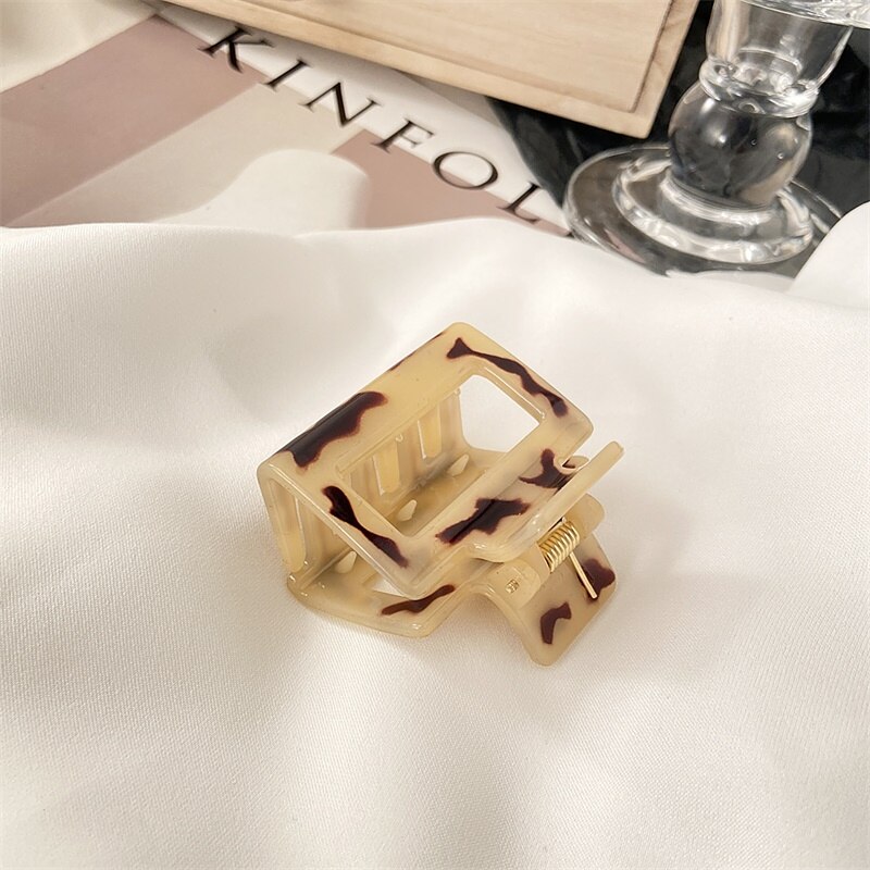 Moda grampo de cabelo multicolorido acrílico oco quadrado rabo de cavalo grab meninas grampo de cabelo acessórios de estilo de cabelo