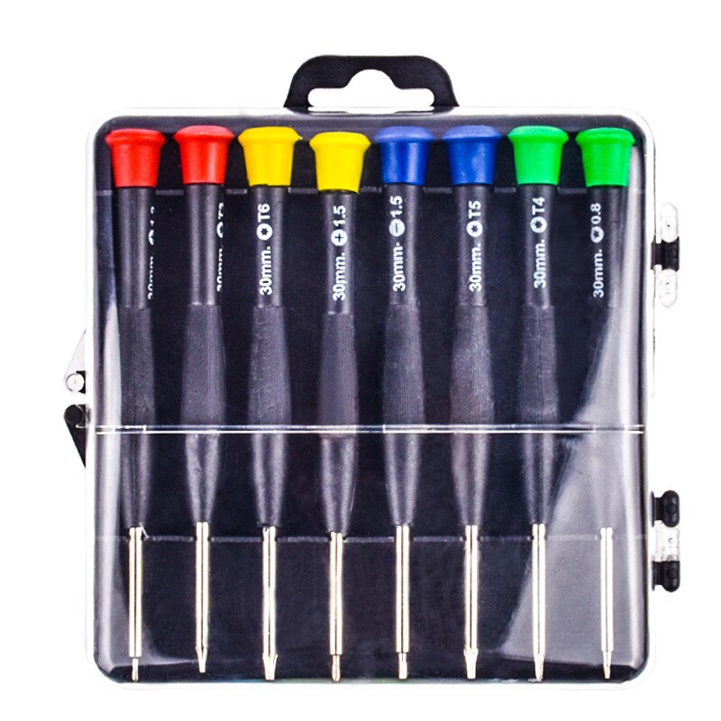 8stuks Precisie Schroevendraaierset - Magnetisch - T2/T3/T4/T5/T6/SL1.5/PH000 - Koolstofstaal - Mini