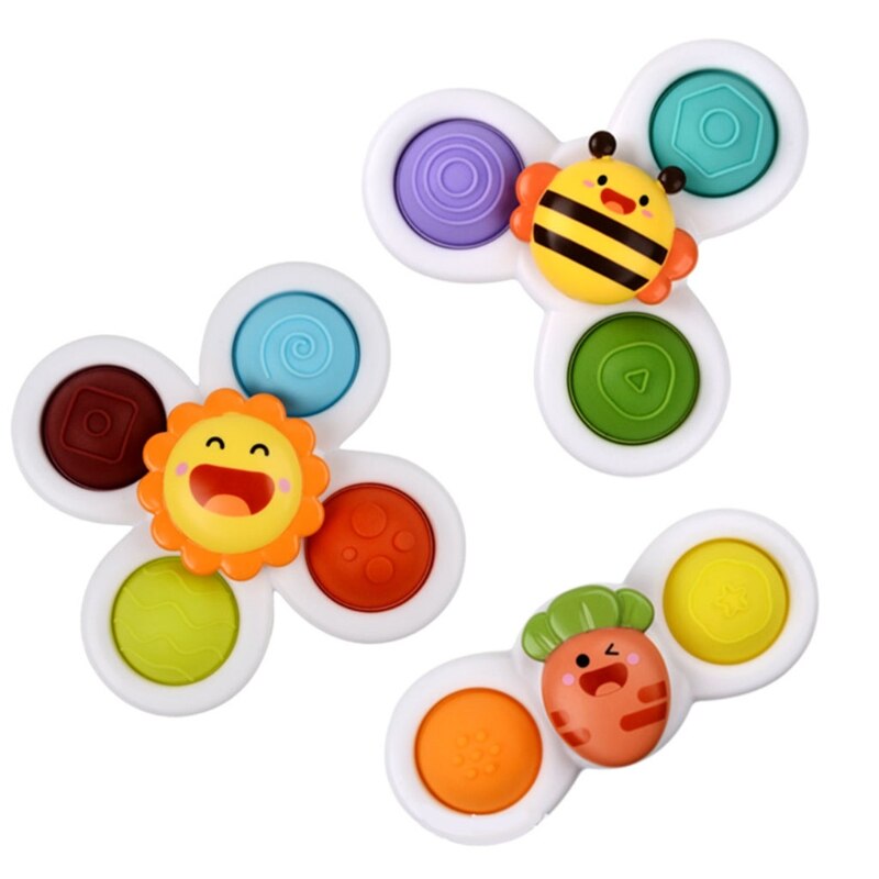 Cartoon Dier Roterende Zuignappen Zuignap Spinning Speelgoed Babybadje Spinner