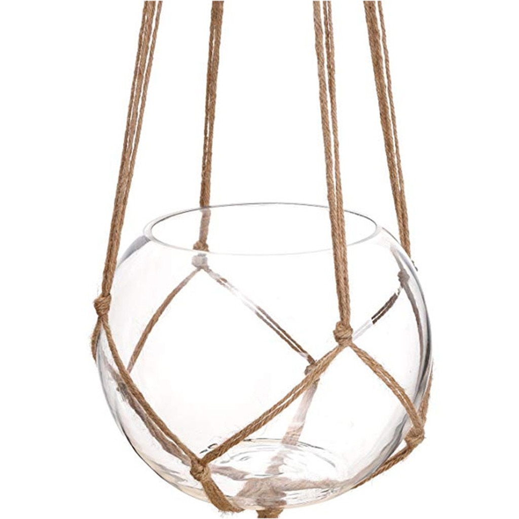 Roikkuu korit kukkaruukku kasvien haltija ruukku macrame kasvi ripustin roikkuu istutuskori kori juutti köysi punottu veneet vintage sisustus