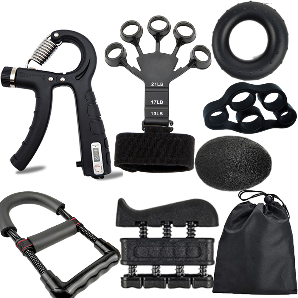 Adjustable Grip Strength Trainer Wrist Finger Exerciser Hand Grip Strengthener Muscle Building Injury Recover Expander Kit: MULTI