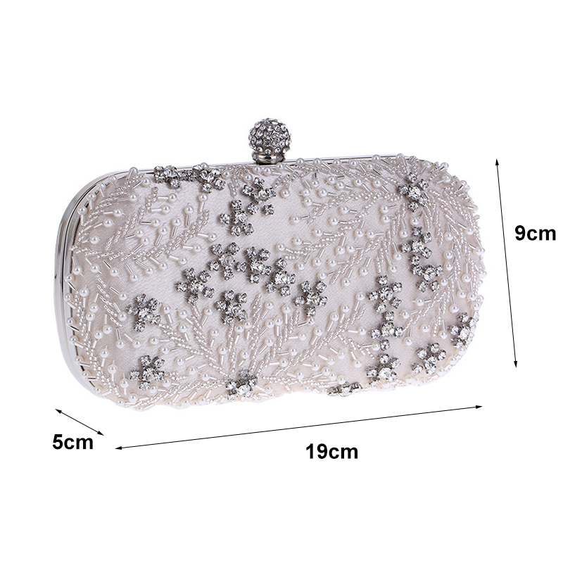 Women's Clutch Bag Crystal Pearl Clutch Purse Luxury Handbag Embroidery Evening Bag Wedding Bag for Bridal Shoulder Bag ZD1529