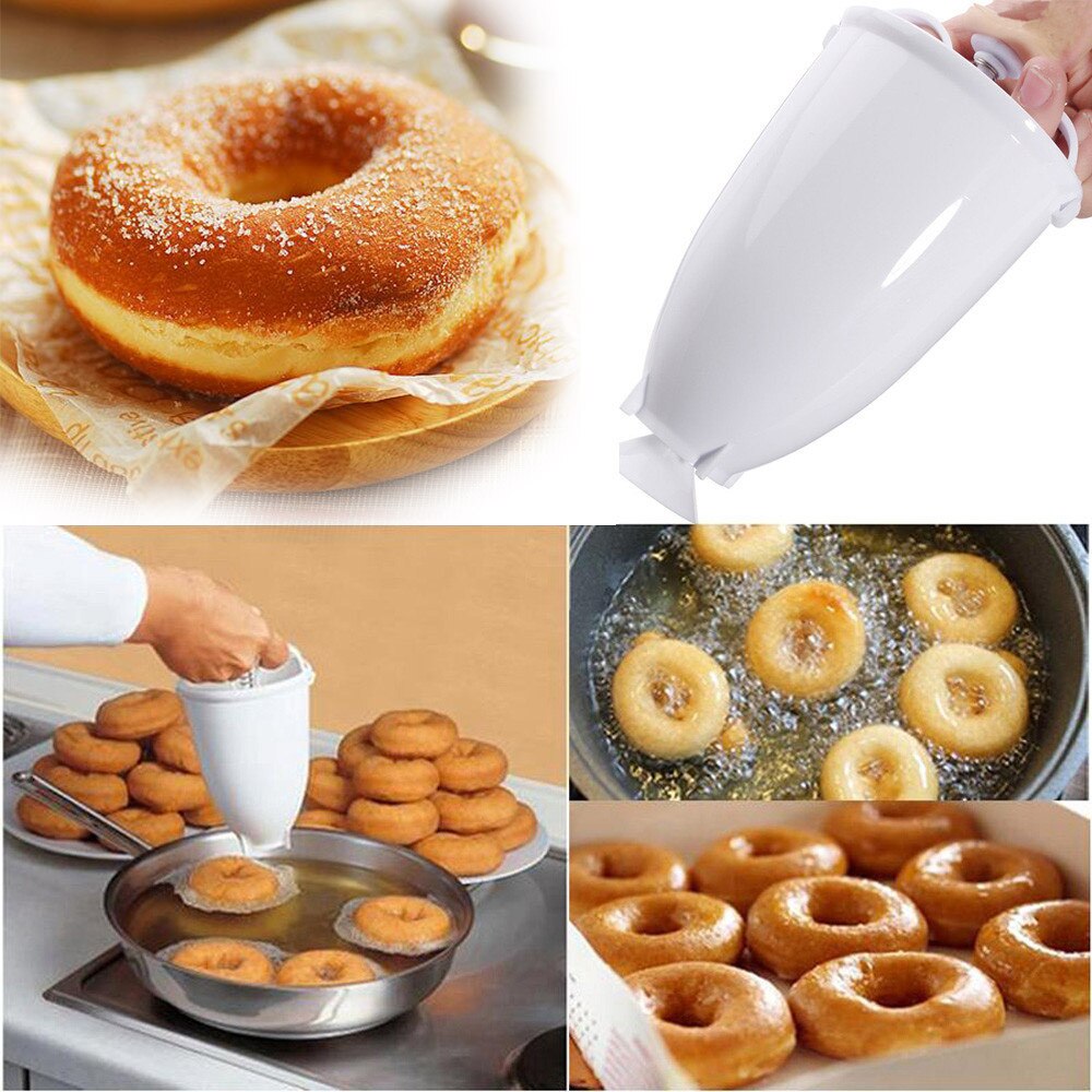 Witte Plastic Donut Maker Machine Mold Diy Tool Keuken Gebak Bakken Ware Snelle Draagbare Dispenser Donut Tool