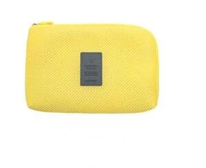 Männer Frauen machen-hoch Taschen Reise USB-Datenkabel Headset Kopfhörer Organizer Tasche einfarbig große Kapazität Reiß verschluss Kosmetik tasche: M / Gelb