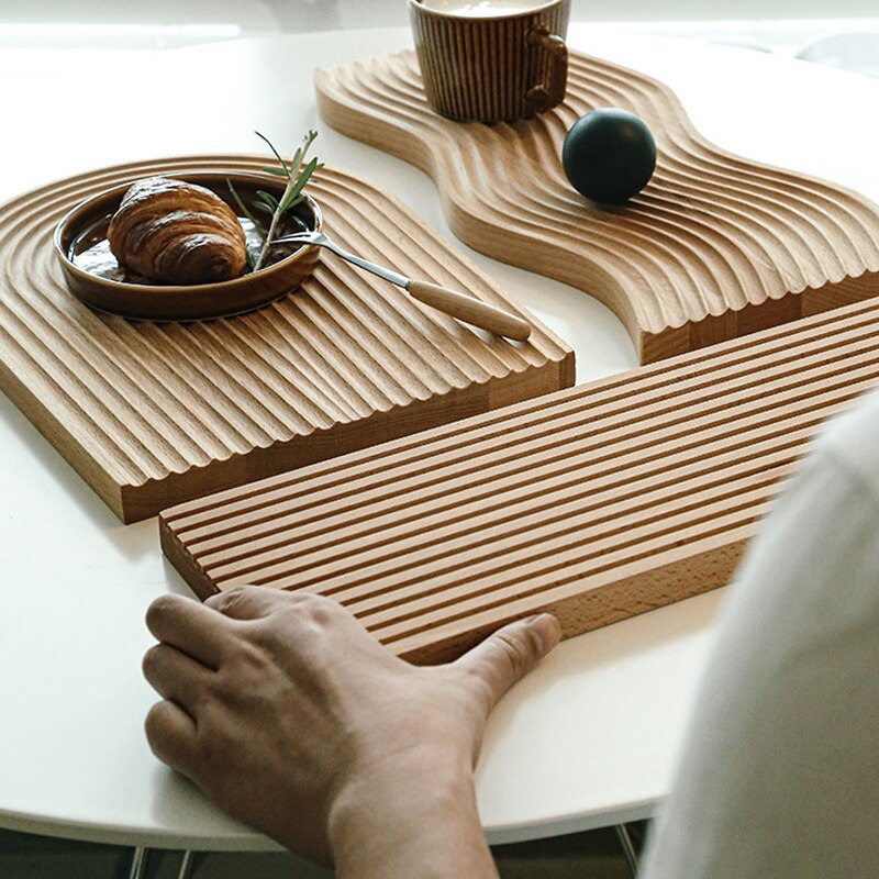 1Pc Nordic Groef Hout Dessert Snijden Brood Lade Keuken Anti-Slip Snijplank Organizer