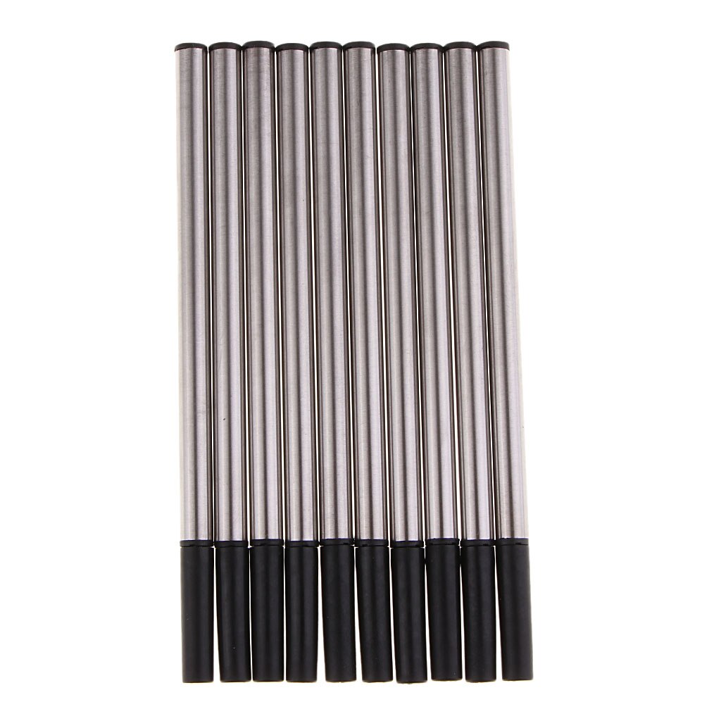 Recambios de bolígrafo de Metal, recambio de bolígrafo de tinta negra, 10 unids/paquete
