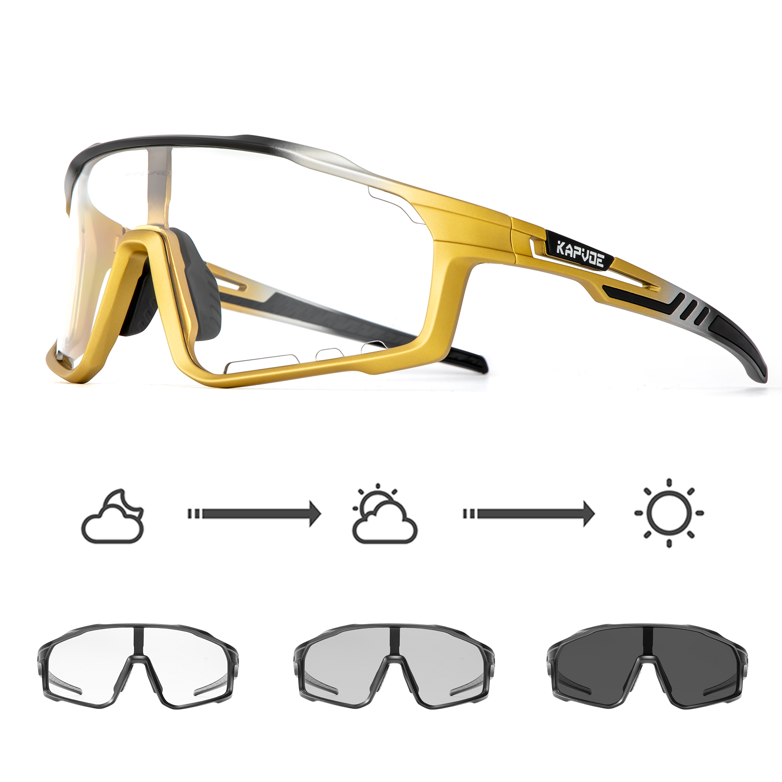 Kapvoe Photochromic Sunglasses Men's Women Sports Cycling Glasses Road Running Goggles MTB Bike Bicycle Mtb Eyewear For Driving