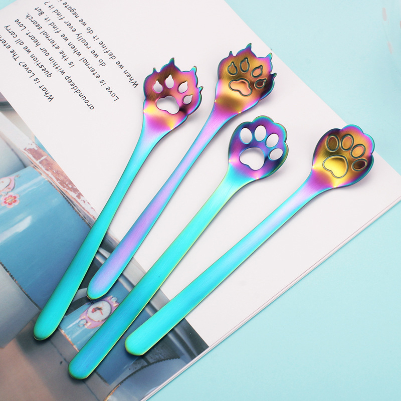 en acier inoxydable chat chien griffes en remuant Dessert cuillères cuillères café thé cuillère vaisselle cuisine accessoires Mini cuillère