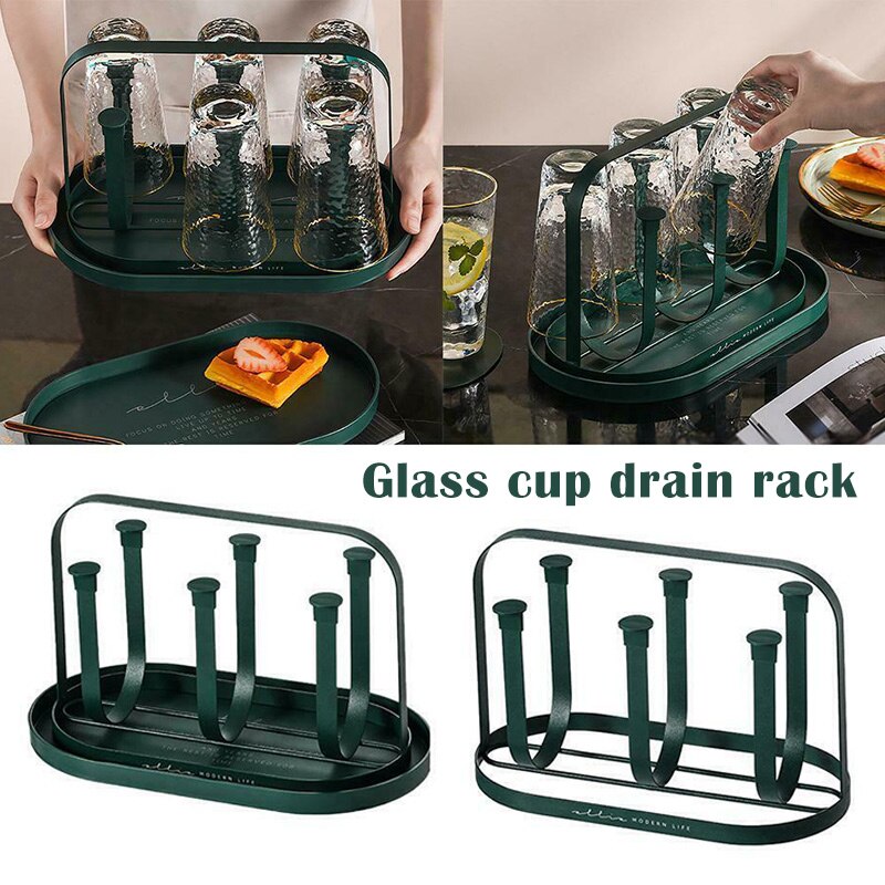Cup Drying Rack Kitchen Supplies Multi Purpose Glass Drying Holder Organizer Stand For 6 Cups