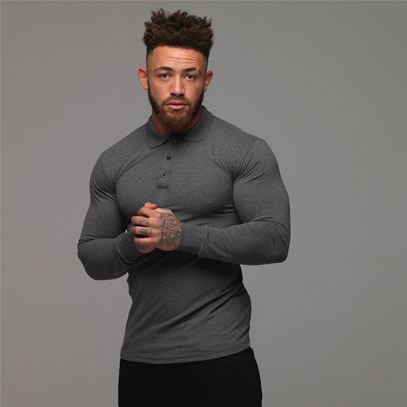T-shirt à manches longues pour homme, vêtement de Sport, Fitness, musculation, séchage rapide: Gris foncé / XXL