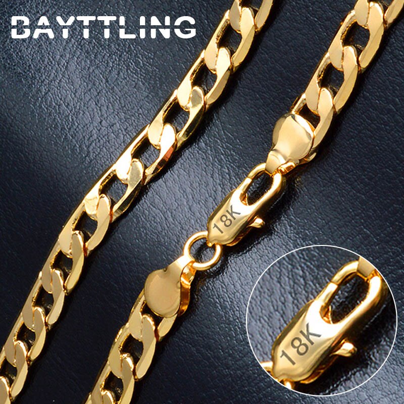 Bayttling 925 Sterling Zilver 10Mm 20-Inch Gouden Figaro Ketting Voor Vrouw Mannen Wedding Party Sieraden paar: Default Title