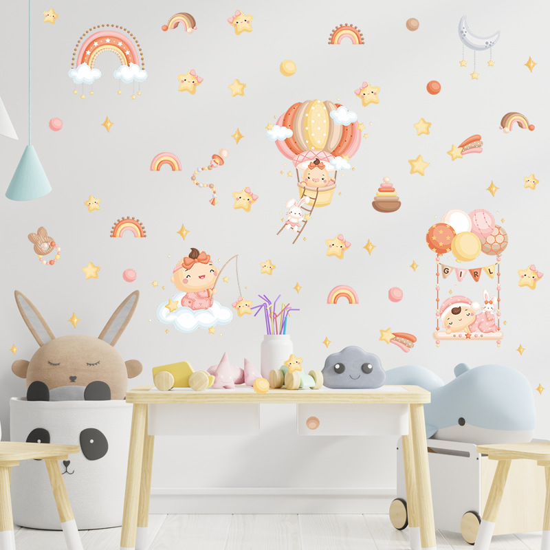 Girls room Decor Wall Stickers Cartoon Star PVC Wall Decals for Kids room Nursery Bedroom Wall Decor Home Decoration Wallpapers