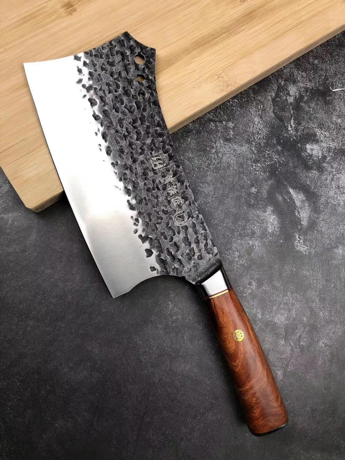 Handgemachte Geschmiedet Butcher Chef Messer mit Messer Mantel Hohe Carbon Verkleidet Stahl Chinesischen Küche Messer Mit Full Tang Griff: Default Title