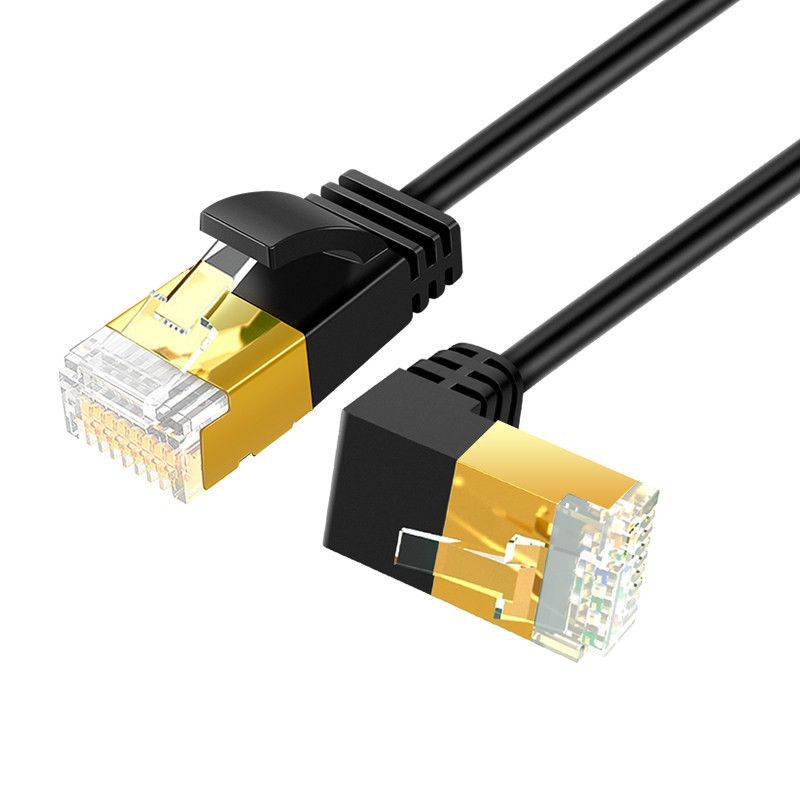 Ultratynn katt 7 ethernet-kabel  rj45 rettvinklet utp-nettverkskabel patchkabel 90 -gradere katt 6a lan-kabler til bærbar ruter tv-boks: Mørk grå / 30m