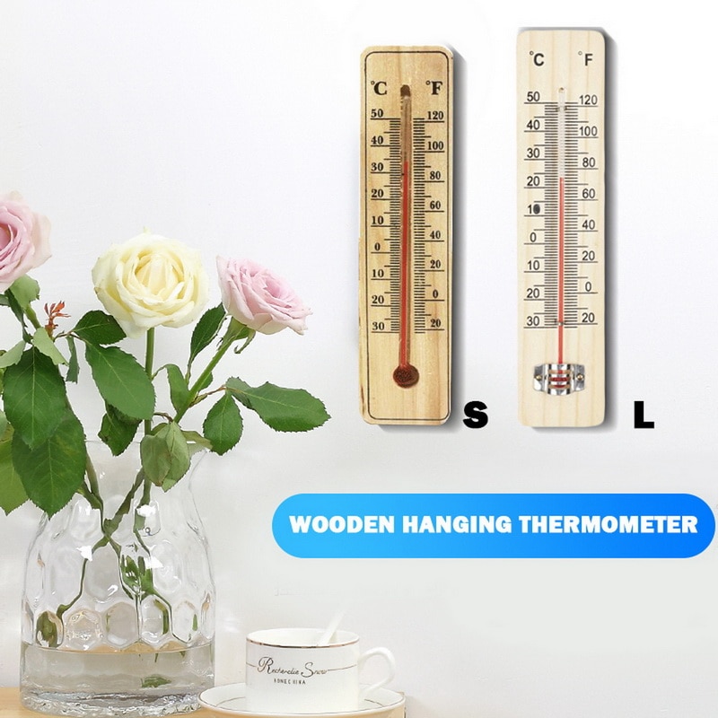 Vertical Thermometer Wooden Wall Temperature Gauge Monitor Home Indoor Outdoor Hygrometer Thermometer Household Thermometer