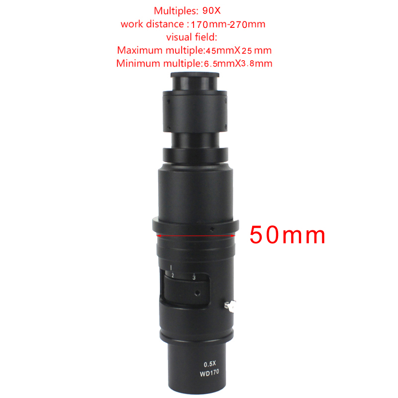 Adjustable Magnification 100X 130X 180X 200X 300X 360X 500X Zoom C Mount Lens For HDMI VGA USB Industry Video Microscope Camera
