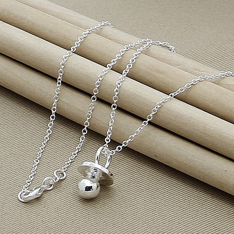 Mærke 925 sterling sølv baby sut rund vedhæng halskæde til kvinder pige sølv smykker halskæde