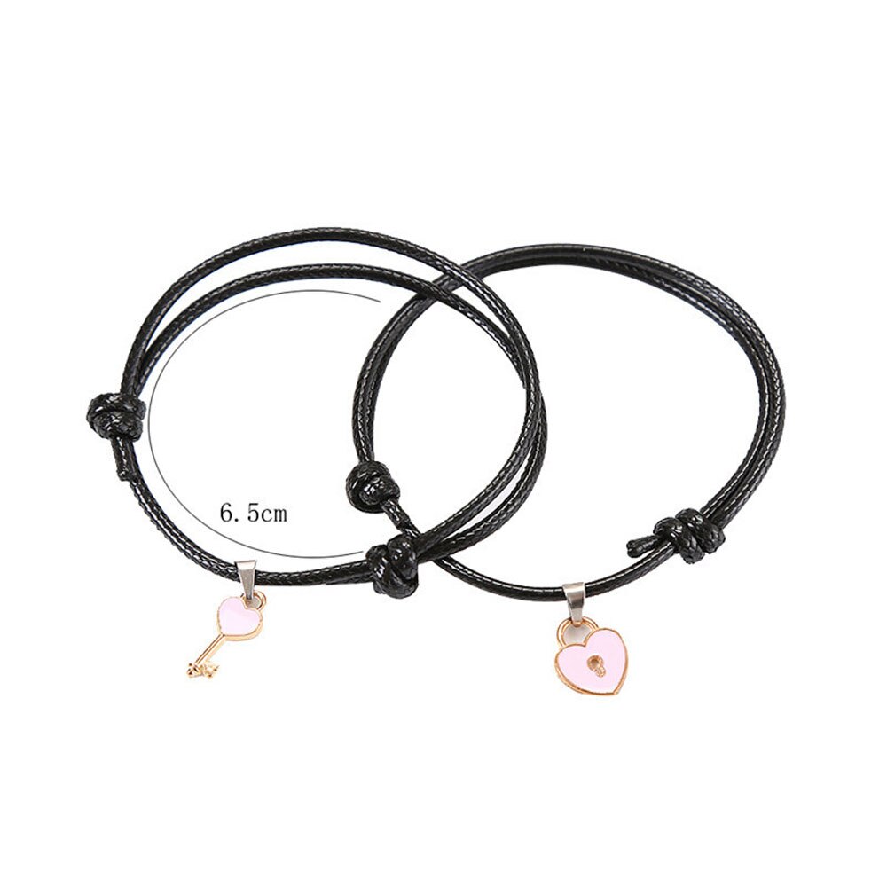 2 teile/los Paar Armbinde Legierung Schlüssel Herz sperren Charme Armbinde Seil Armbinde Frauen Liebhaber Handgemachten Schmuck