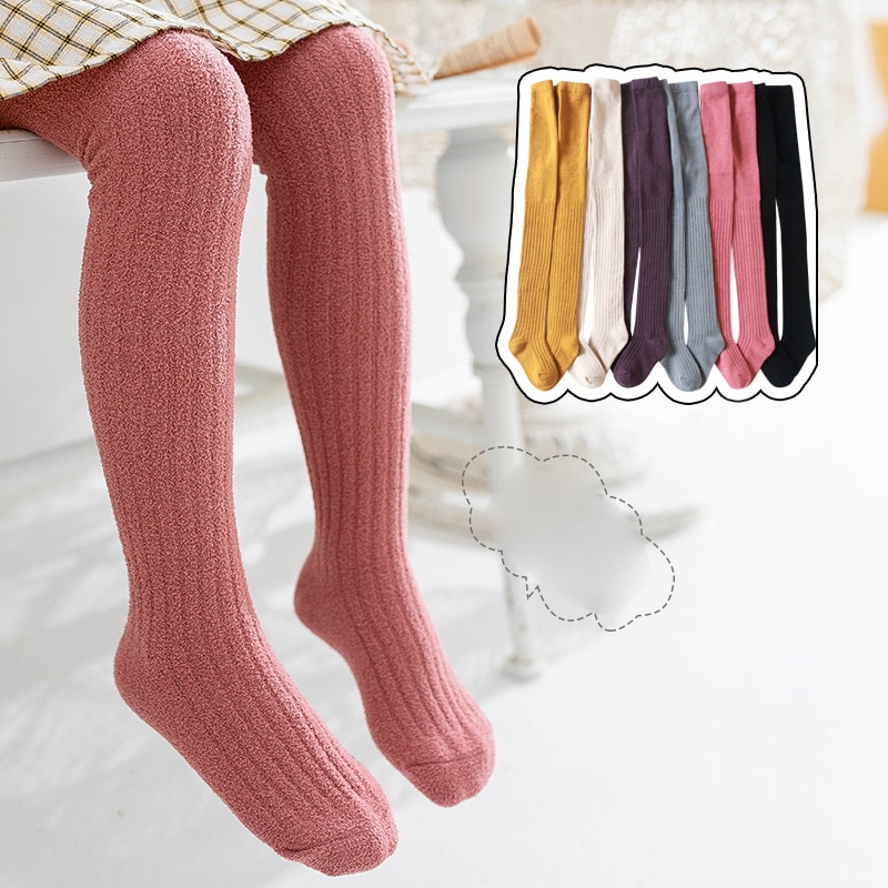 1-8 år gamle børn strømpebukser efterår vinter coral fleece strømpebukser til piger medium tykkelse varm ensfarvet piger& #39 ; leggings