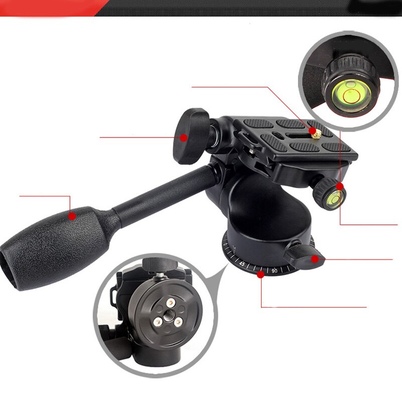 Fotopal qzsd  q08 3-- weg vloeistofkop tuimelaar video statief kogelkop + snelkoppelingsplaat voor dslr camera statief monopod