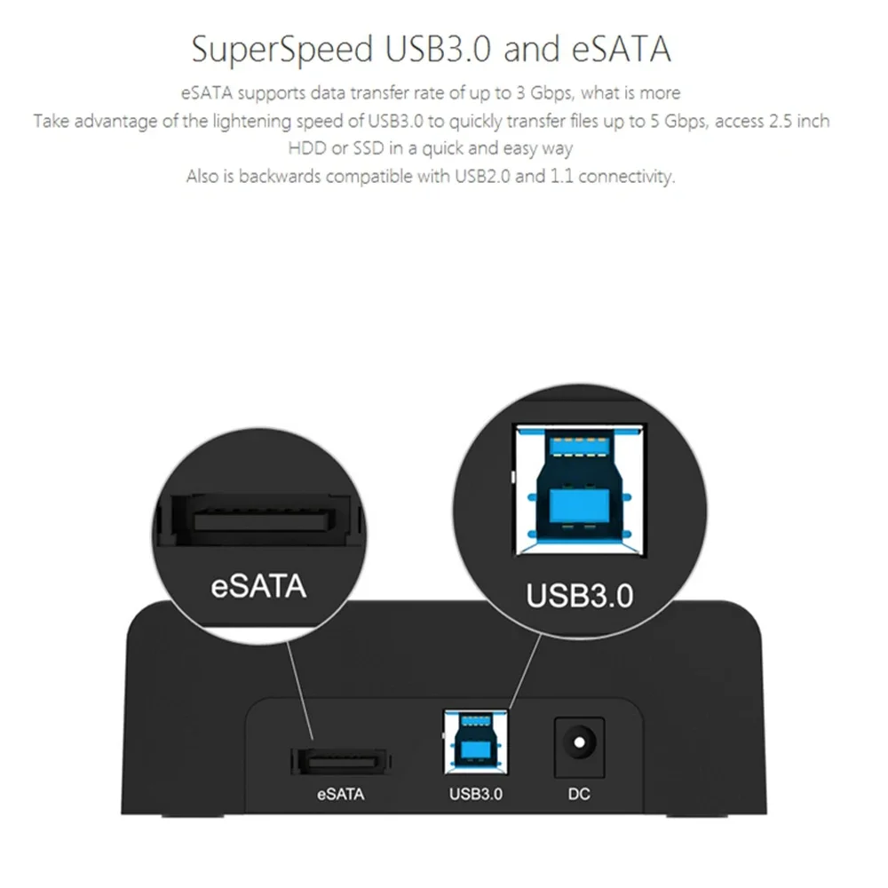 Orico esata 3.5 -tums dockningsstation för hårddisk usb 3.0- hårddiskhölje verktygsfritt sata till usb typ b externt ssd/hdd-hölje