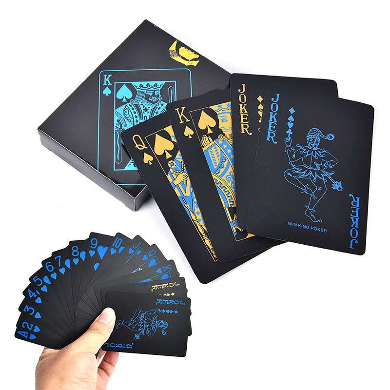 55 Stks/set Waterdichte Zwarte Speelkaarten Duurzaam Poker Plastic Pvc Poker