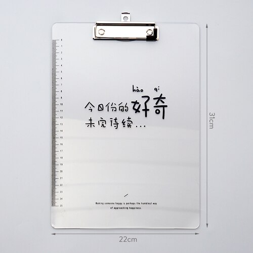 Acrylic Transparent Small Clean Writing Board Splint A4 Folder Board Examination Students Stationery Supplies Filing Products: Light Green