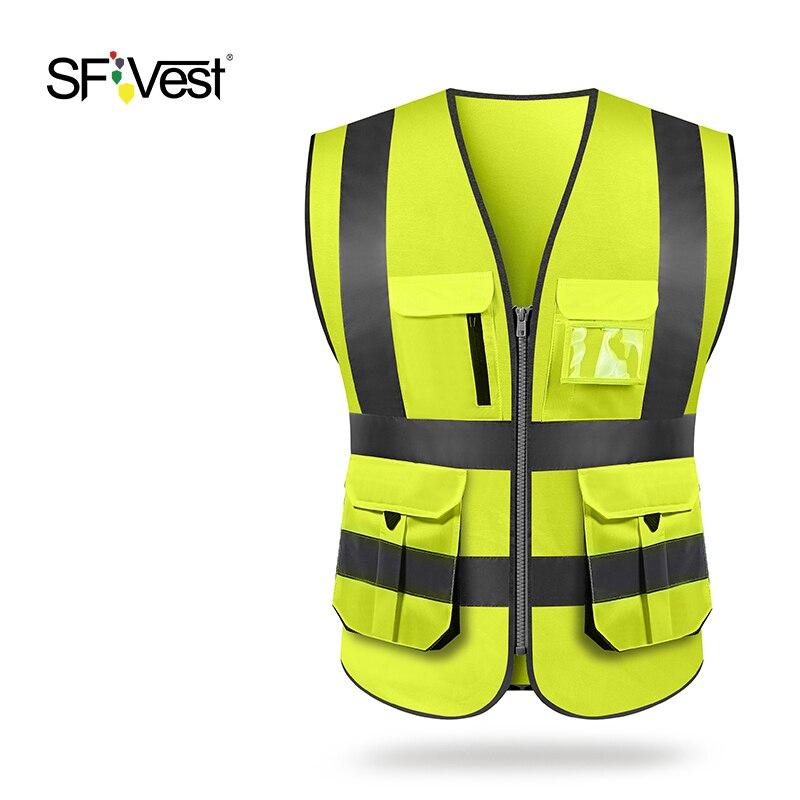 SFVest High visibility reflective safety vest safety Clothing work reflective vest multi pockets workwear safety waistcoat men