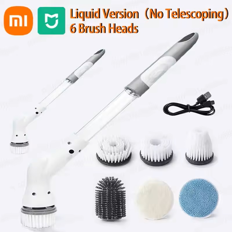 Xiaomi MIJIA 6-in-1 leistungsstarke elektrische Reinigungsbürste, kabellose Dreh-Schrubberbürste, Tiefenreinigungsköpfe für Badezimmer und Küche: WEISS