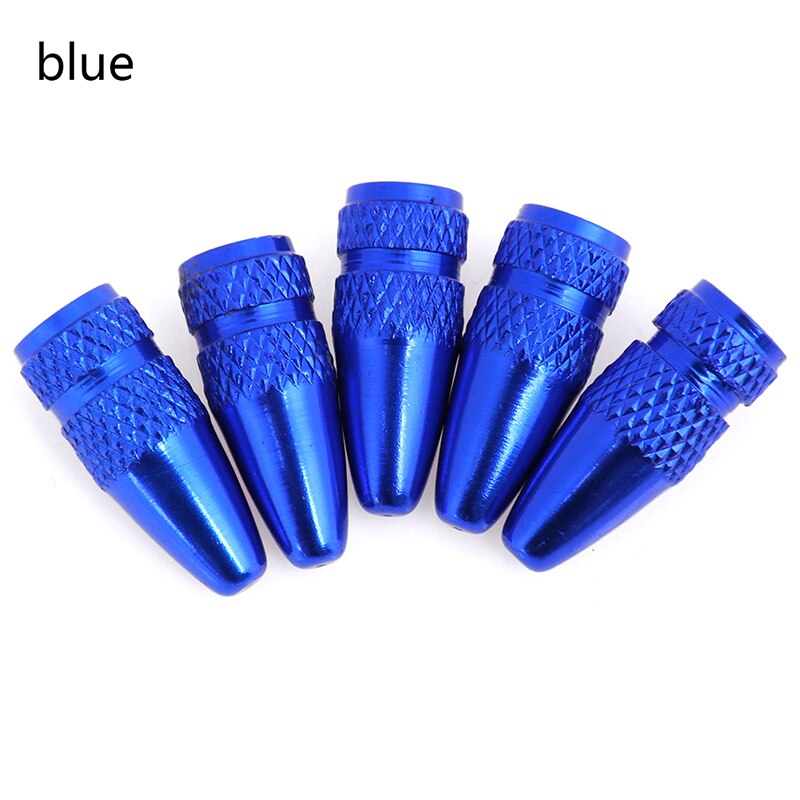 Tapón de válvula Presta para bicicleta, cubiertas de válvula de aire para llanta de rueda de montaña, de aluminio, a presión, antipolvo, 5 uds.: blue