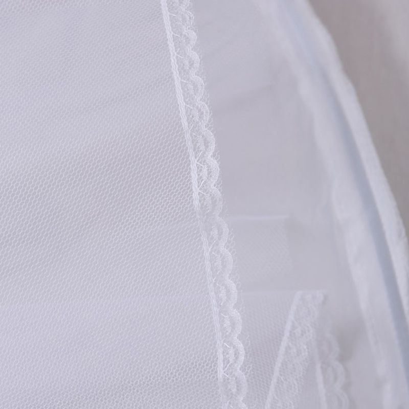 Womens White 1 Hoop A Line Two Layers Petticoat Bridal Wedding Dress Elastic Waist Vintage Lace Trim Underskirt Crinolines Slip