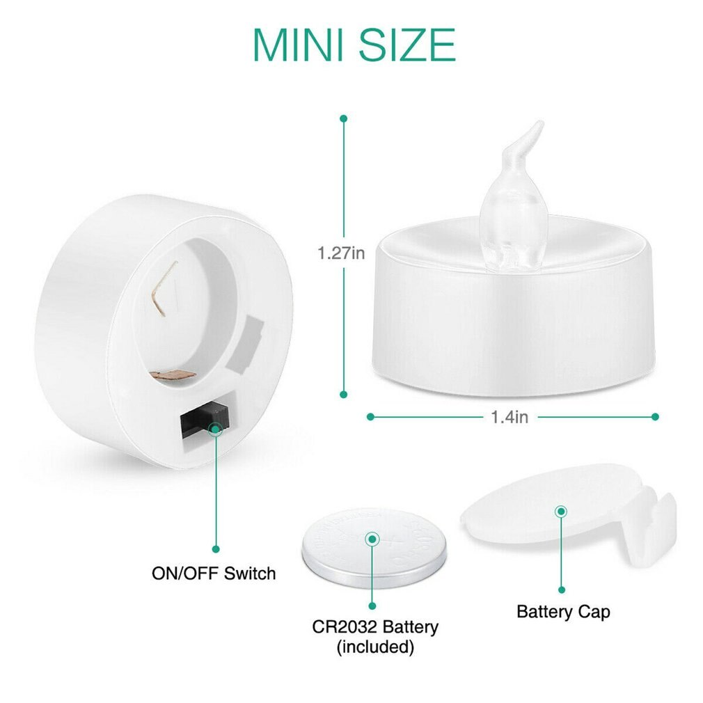 12/24pcs Realistic Bright Flickering Flameless Tea Light LED Electronic Tea Candle Transparent Soft Core Yellow Flashing Candle