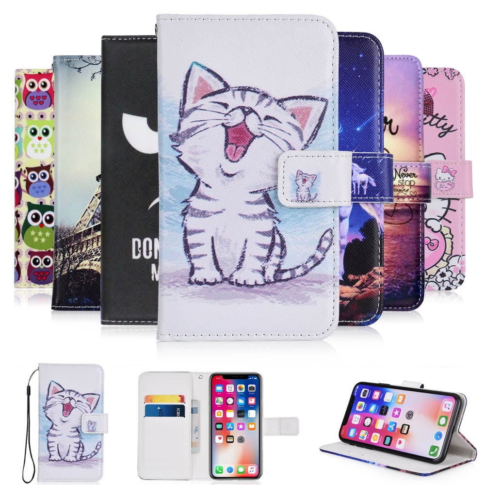 Para BQ 5528L Greve Para A Frente caso dos desenhos animados CASO Carteira De Couro PU Moda Linda Cobertura Legal Bolsa de Celular Escudo