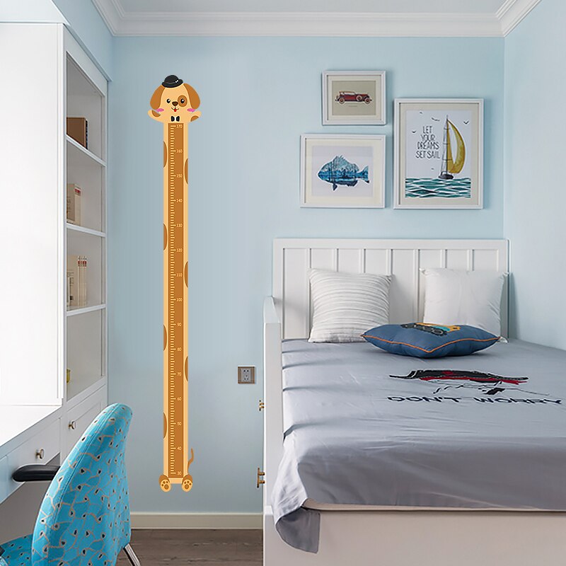 Aftagelig tegneserie dyr wallsticker børn barn vækst højde måle diagram bord abe hund kanin løve børneværelse indretning