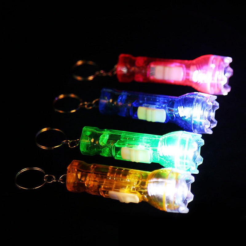 2pcs Mini LED Flashing Flashlight Toys Kids Flash Light Key Rings Light Random Colour