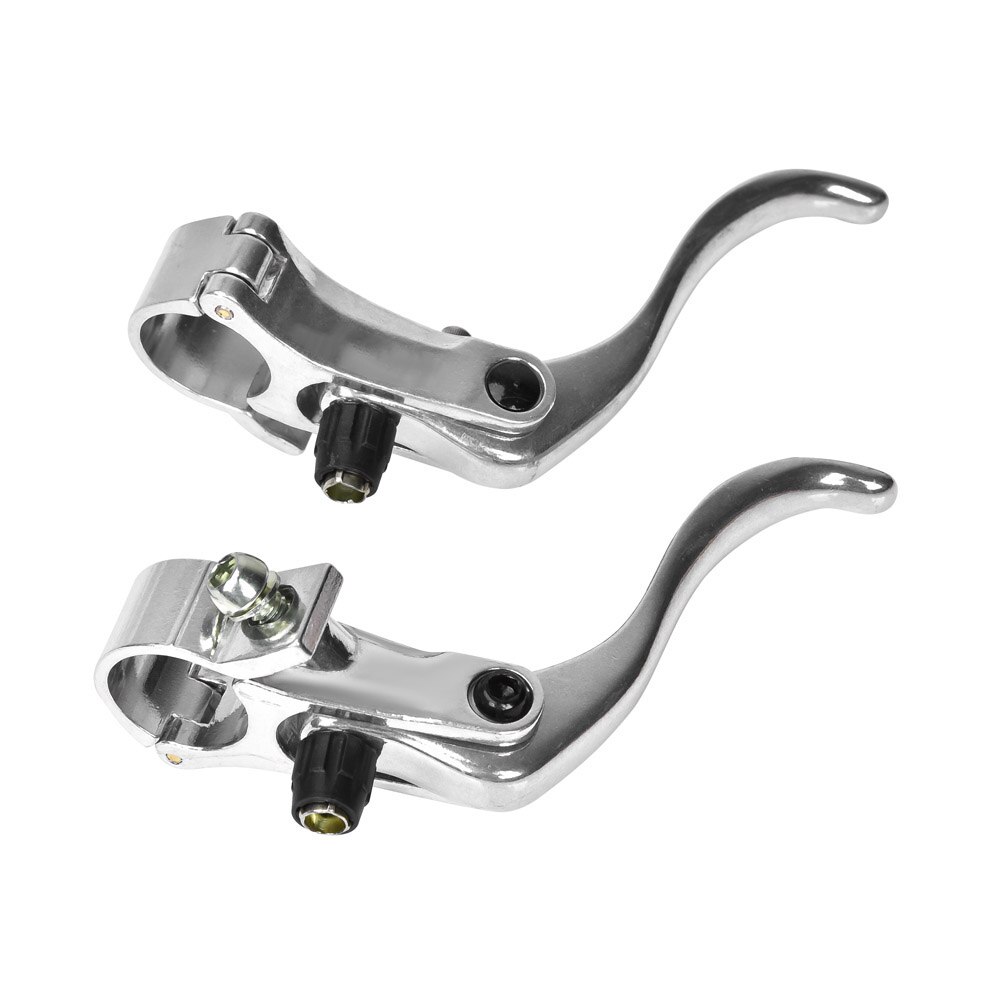 1 par 24mm letvægts aluminiumslegering cykelbremsehåndtag fast gear cykelbremsehåndtag clips cykelbremsedele: Sølv