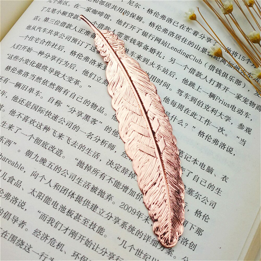 1PC retrò Vintage ▾ Segnalibro Disegno Di Piuma Creativo Segnalibri in Metallo Promozionale del Regalo Della Cancelleria Pellicola Libro di marchio: f